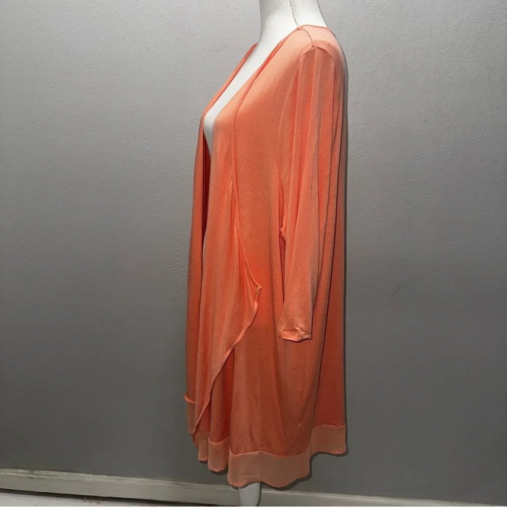 Lane Bryant Women’s 22/24 Orange Peach Open Cardigan Sweater Long‎ Sleeve Solid